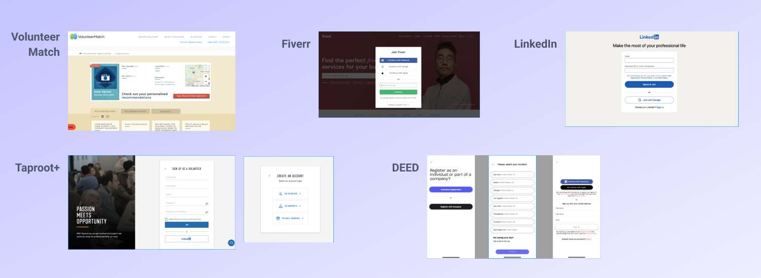 Images of similar platforms to understand best in class patterns