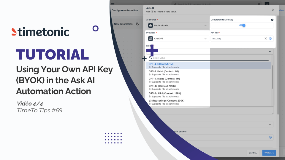 Using Your Own API Key (BYOK) in TimeTonic’s “Ask AI” Action
