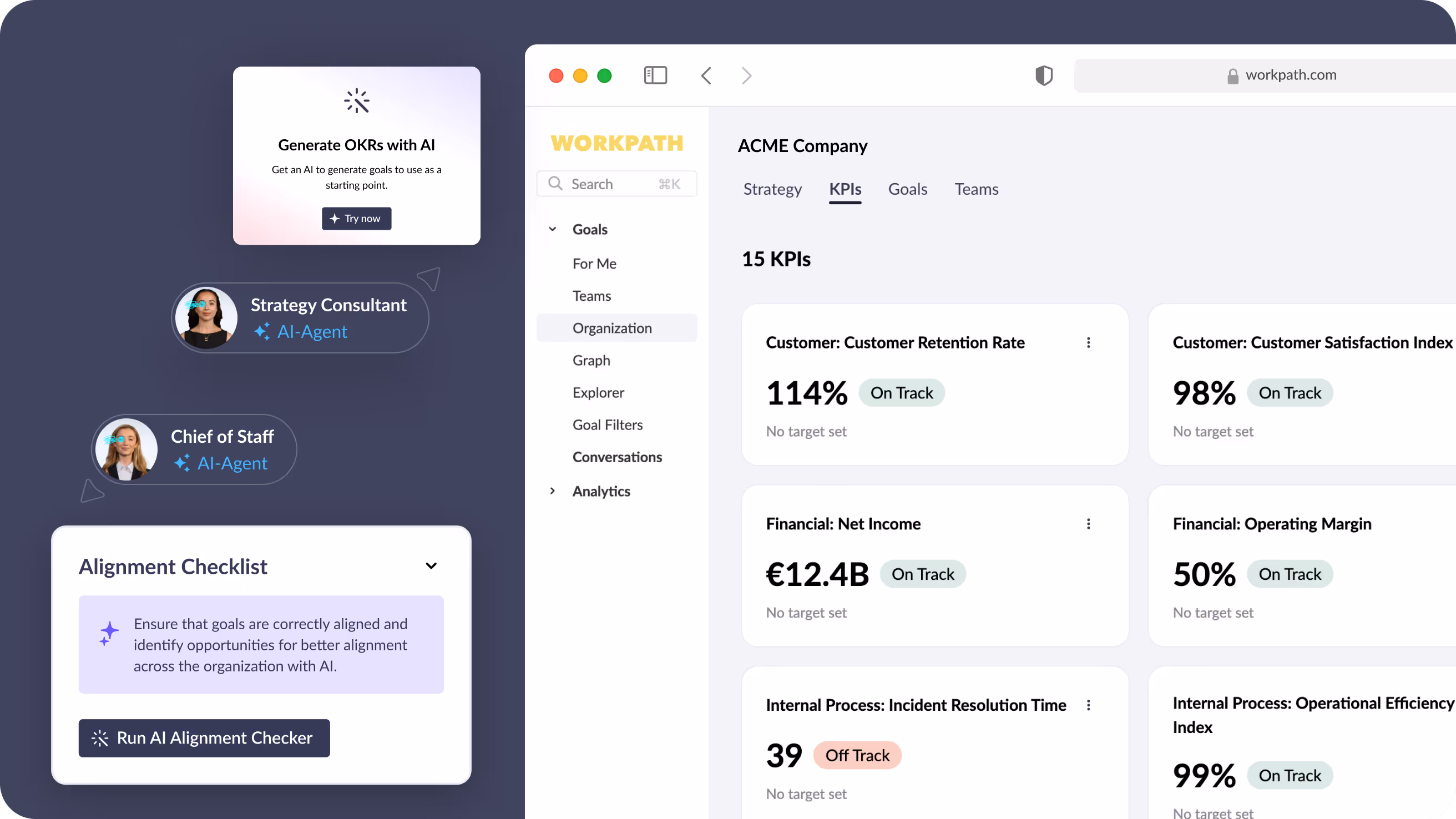 Ein Screenshot der Workpath Plattform und 2 AI Agents, die selbstständig Aufgaben ausführen