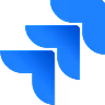 Jira logo consisting of three blue overlapping stylized shapes forming an abstract design.