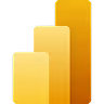 Microsoft Power BI logo featuring three abstract vertical bars in yellow and orange shades.