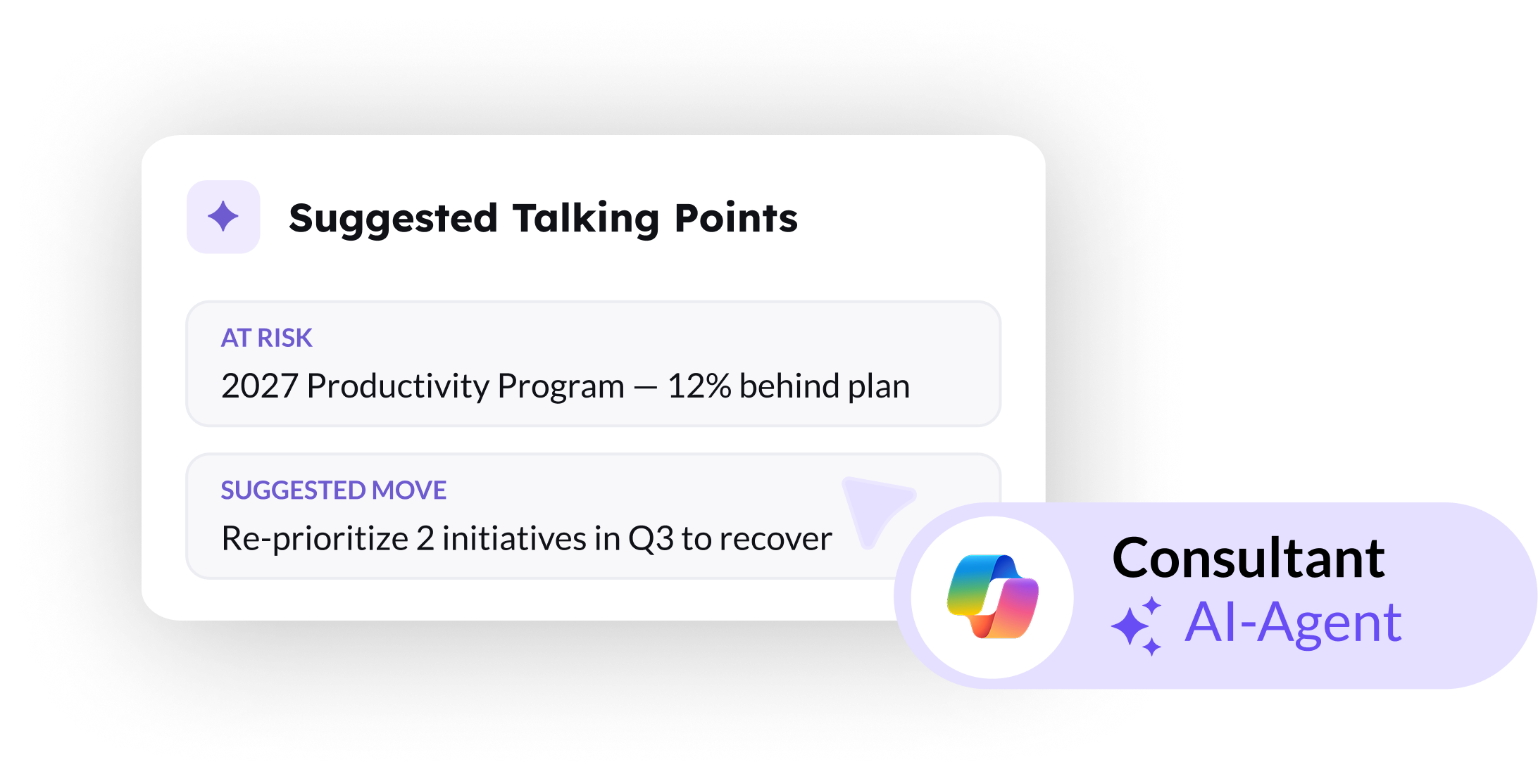 Copilot AI agent suggests decisions based on strategic goals