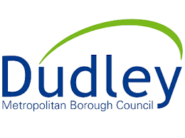 Dudley Metropolitan Borough Council logo with blue text and a green curved swoosh above.