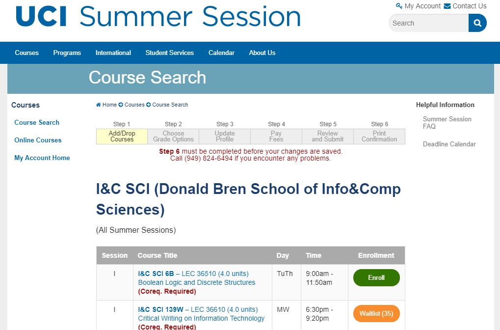 UCI Summer Session