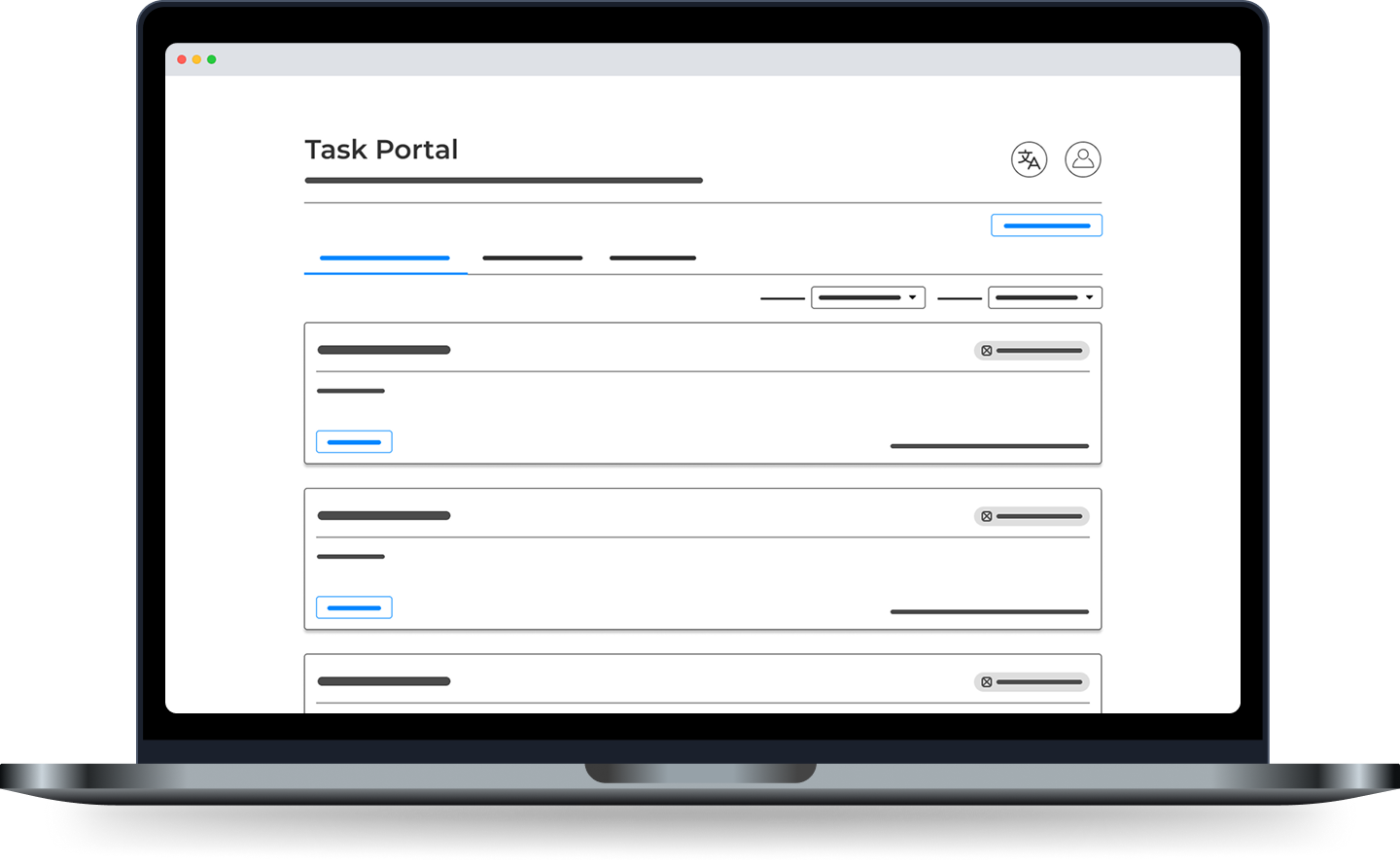 New task portal in Macbook