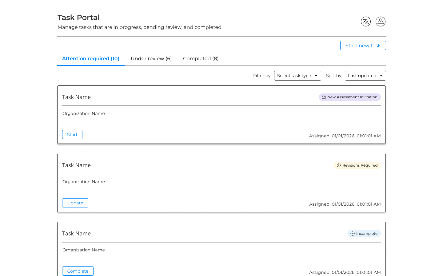 Updated task portal