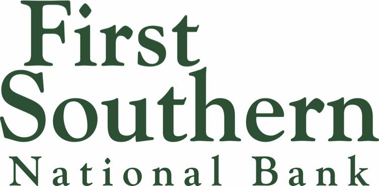 First Southern National Bank text logo in dark green serif font.