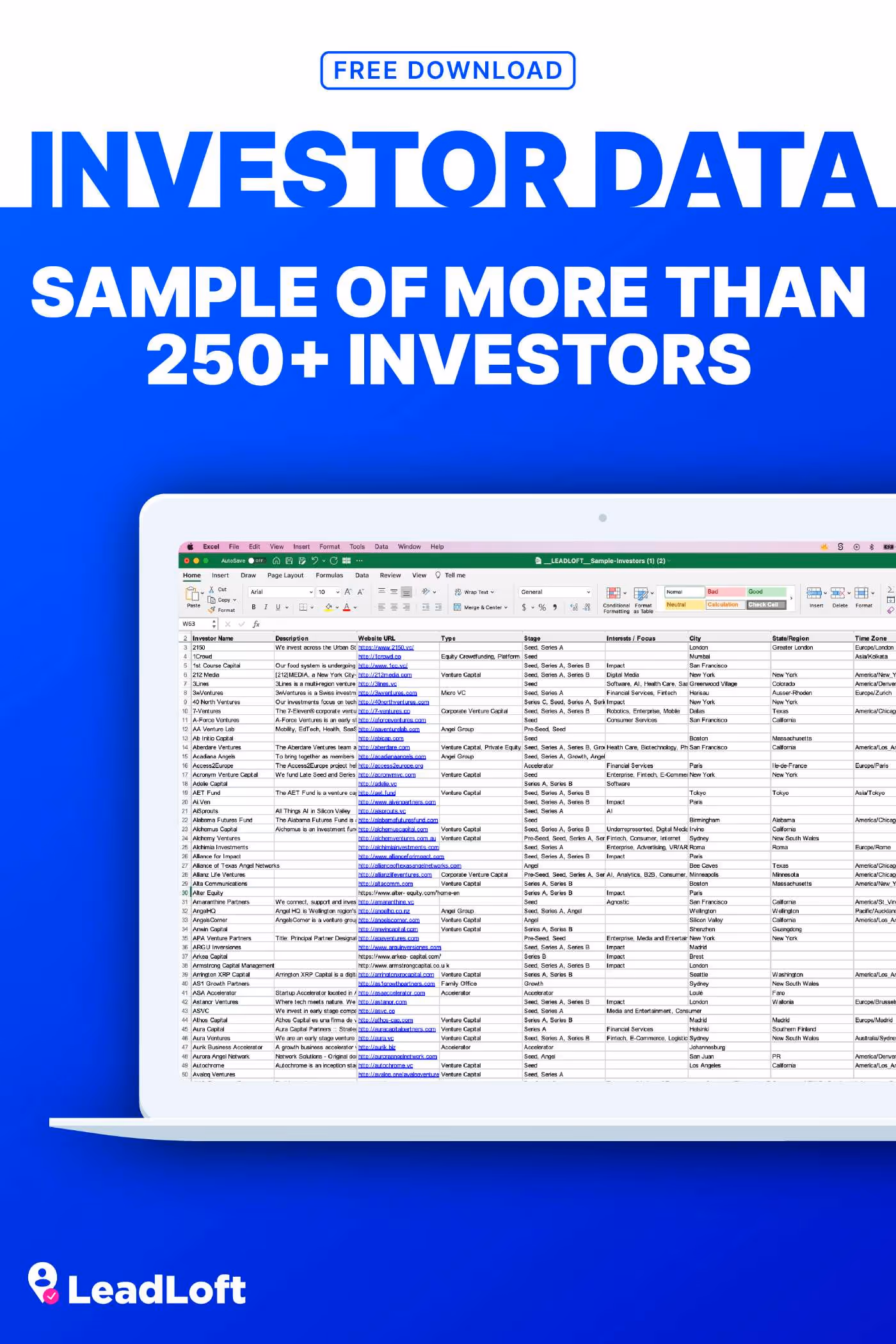 Investor Database Sample (Download 250+ Investors)