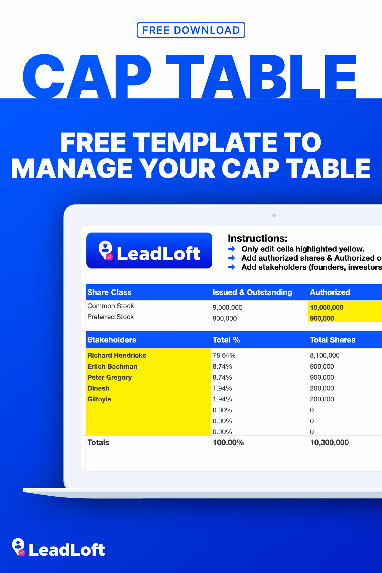 Cap Table Template (Free Download)