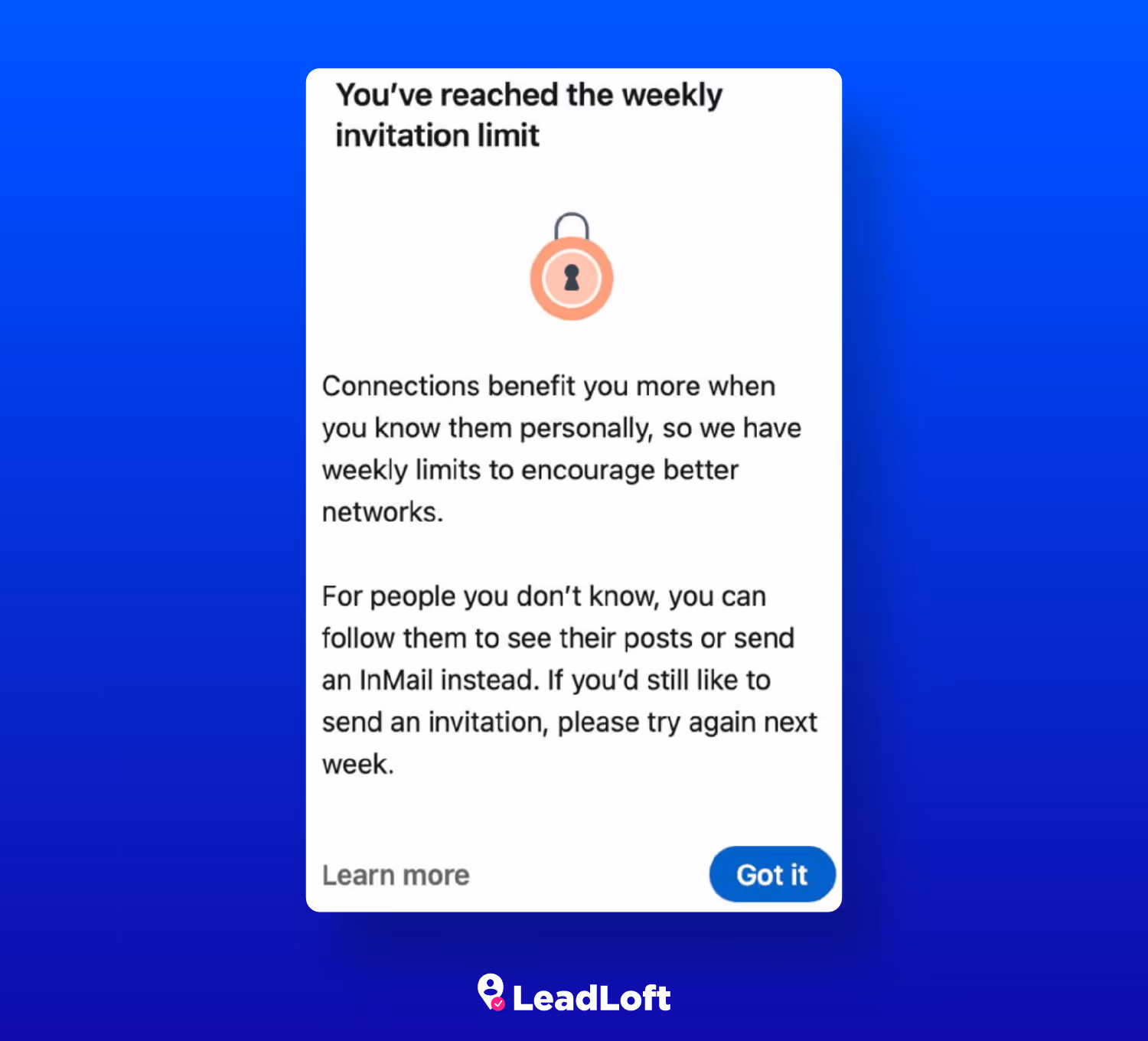 LinkedIn connection request limit reached