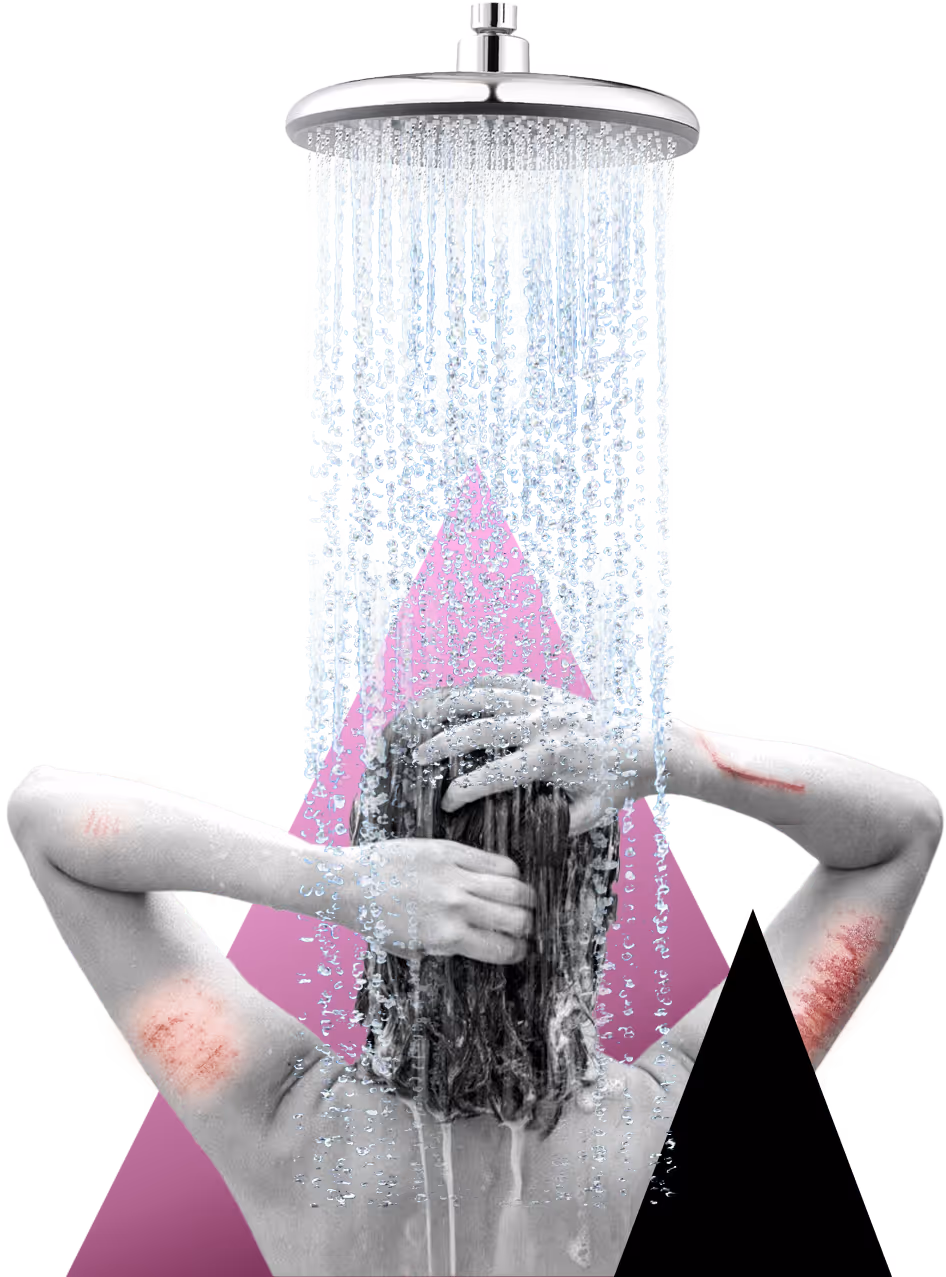 Illustration vem är hon - kvinnan i duschen