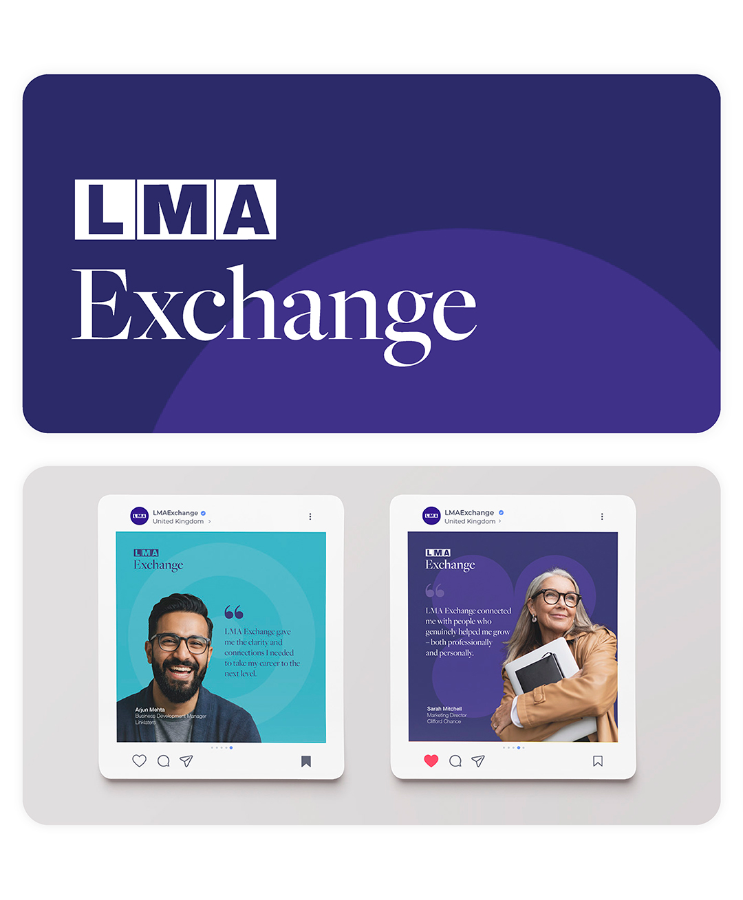 Mockup of a laptop and phone showing a webpage banner design and social media post.