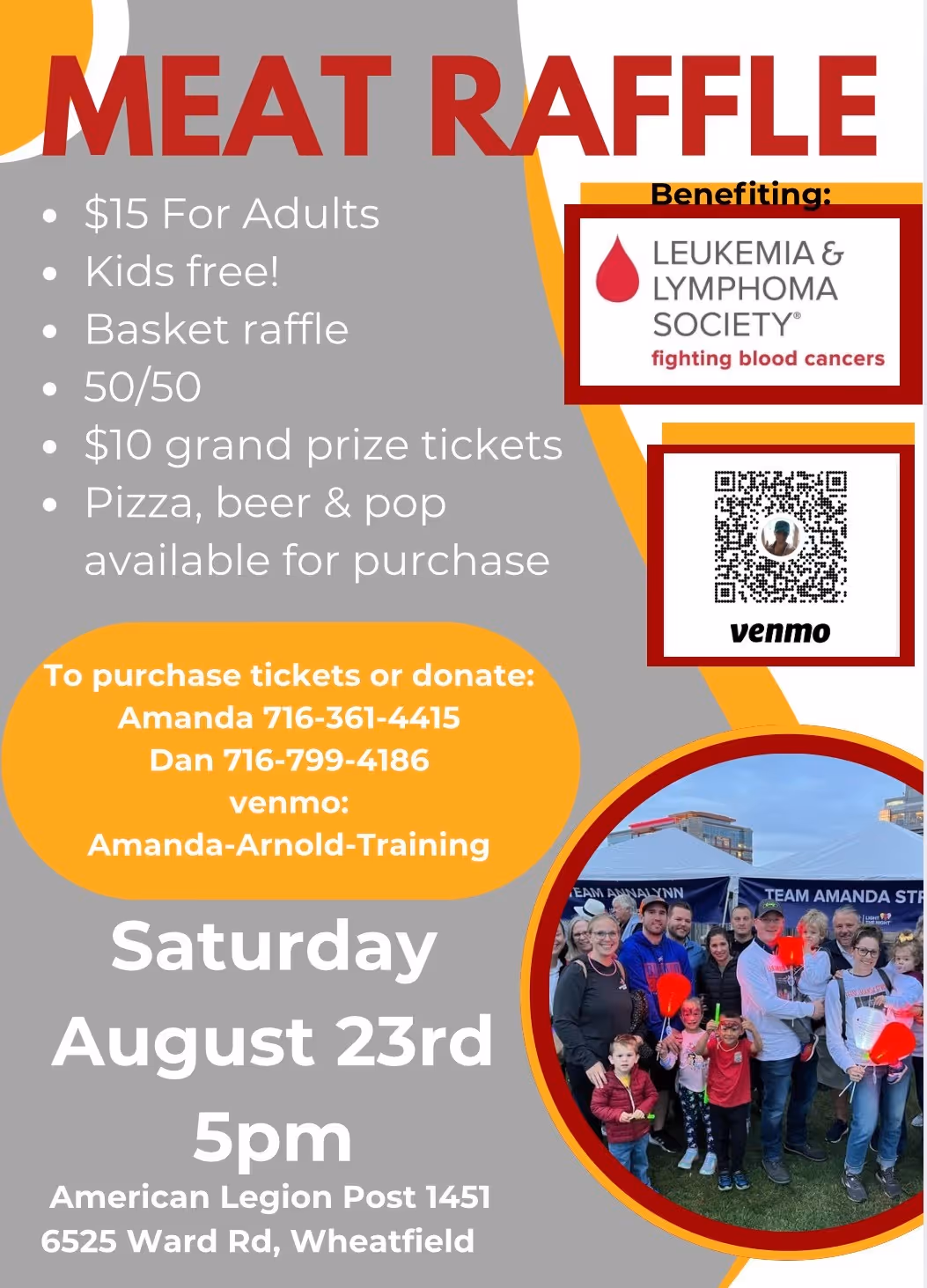 Leukemia & Lymphoma Society meat raffle flyer.