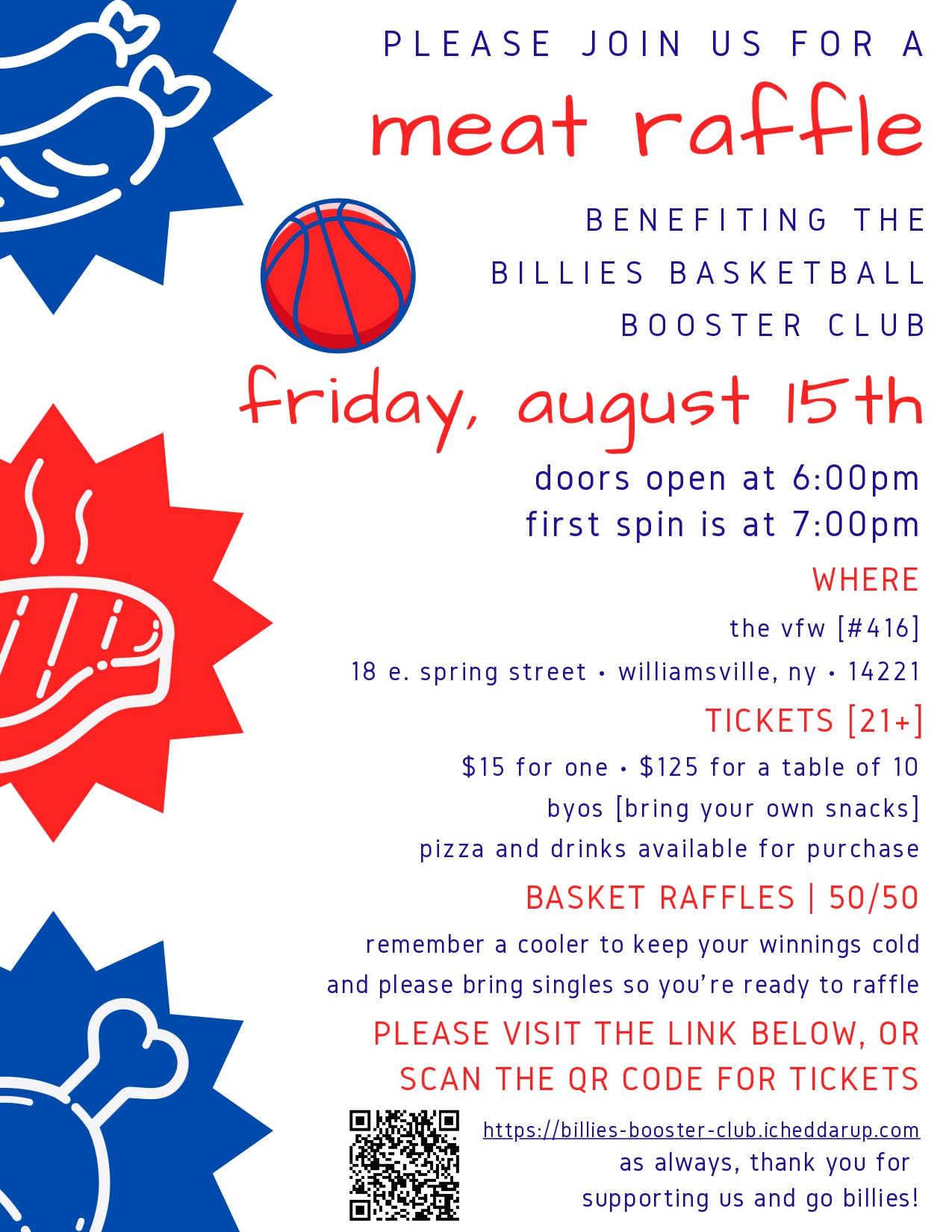 Meat raffle flyer for upcoming event.