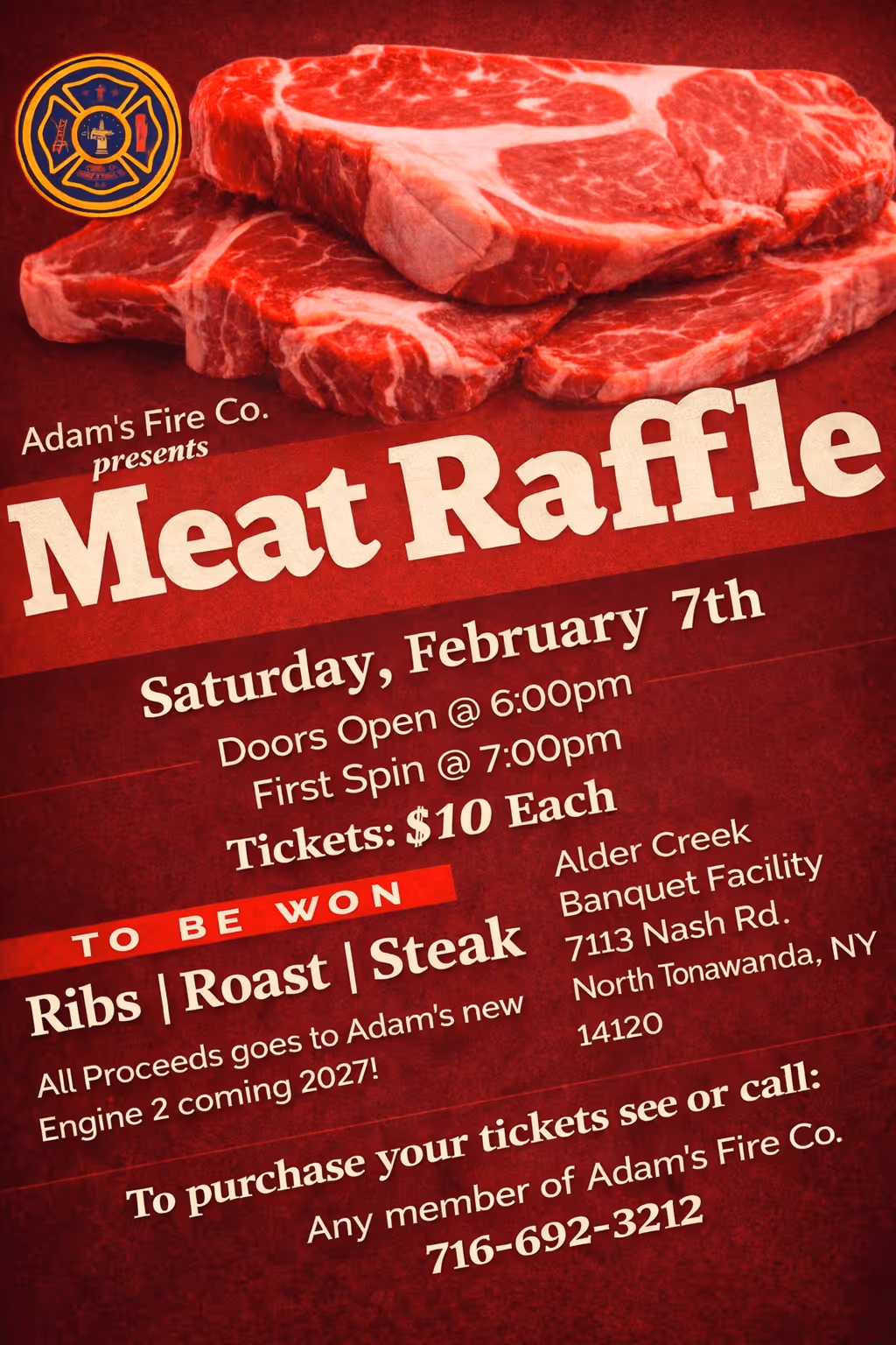 Meat raffle flyer for upcoming event.