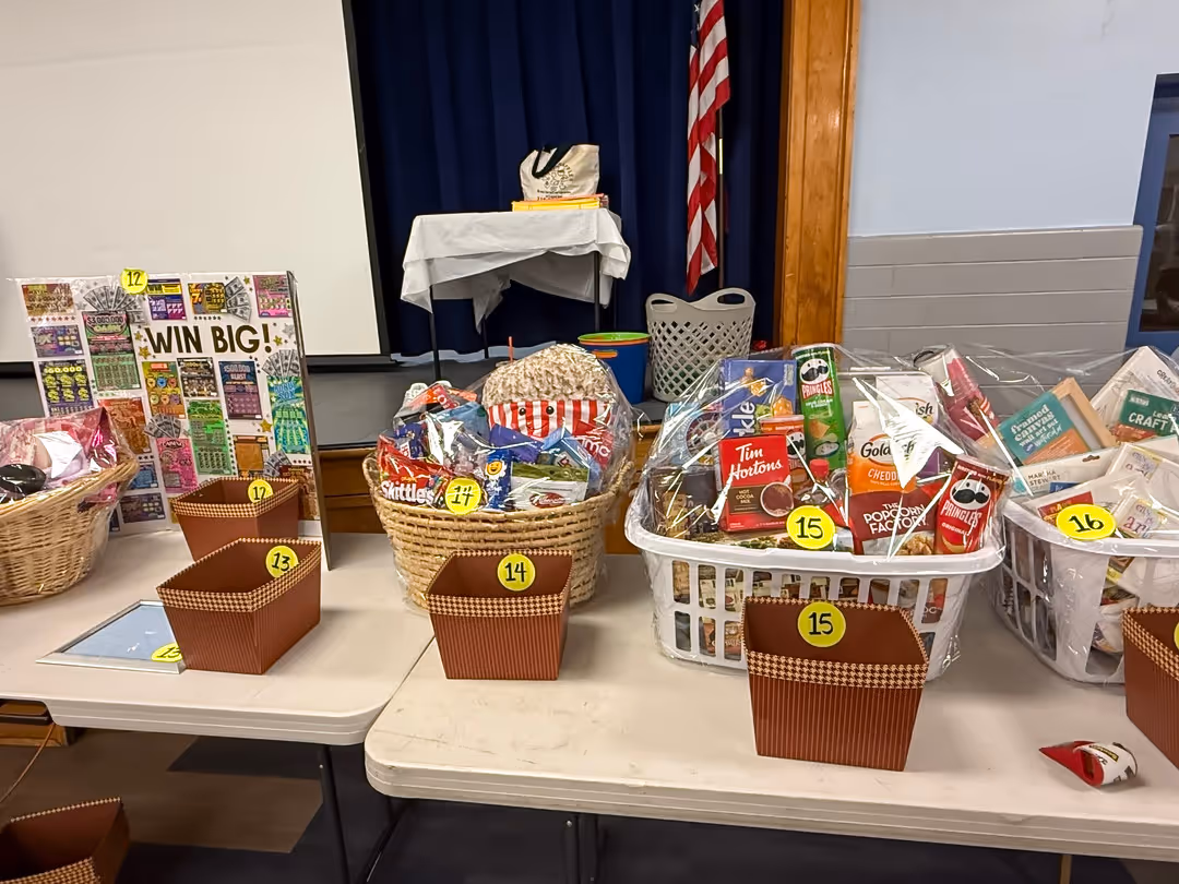 Raffle prizes featured at the St. Joseph Regional School meat raffle in Batavia.
