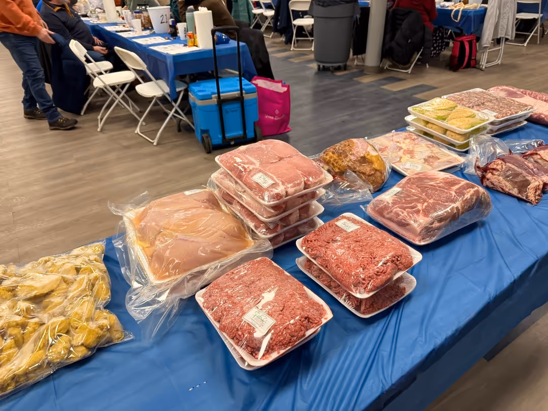 Meat prizes featured at the St. Joseph Regional School meat raffle in Batavia.