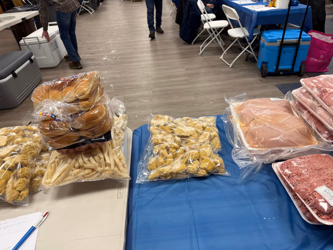 Meat prizes featured at the St. Joseph Regional School meat raffle in Batavia.