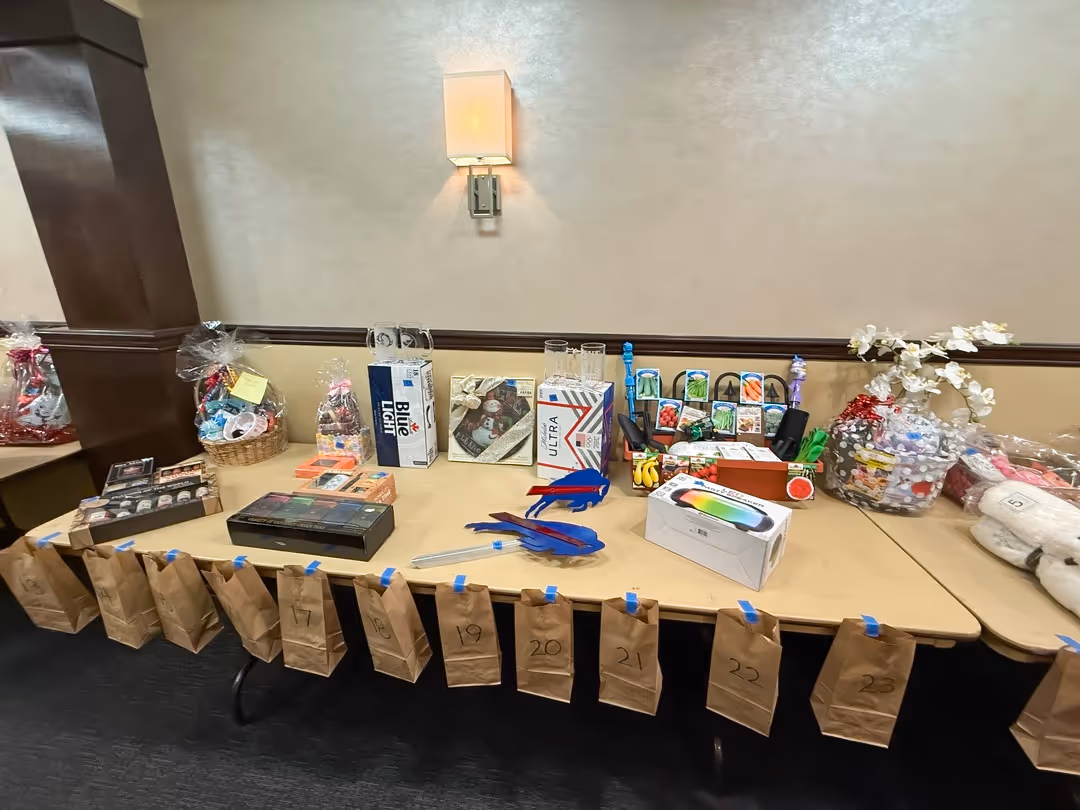 Raffle prizes featured at the Adams Fire Company meat raffle in North Tonawanda.