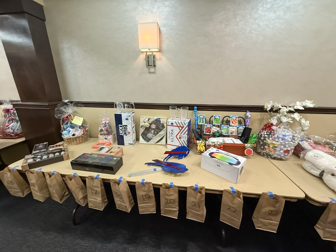 Raffle prizes featured at the Adams Fire Company meat raffle in North Tonawanda.