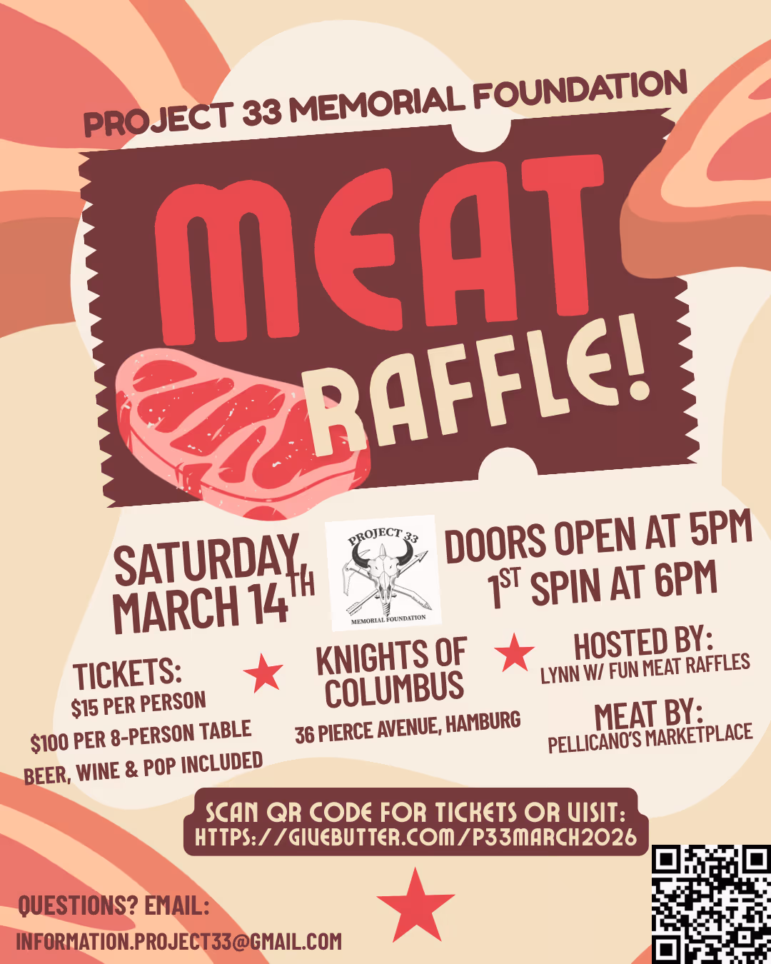 Meat raffle flyer for upcoming event.