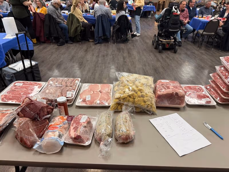Meat prizes featured at the C-Hope Western New York meat raffle in Williamsville.