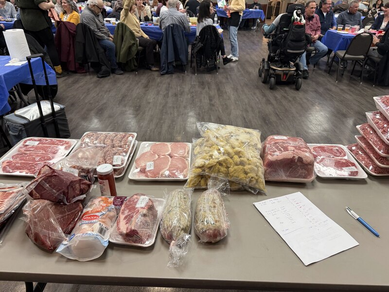 Meat prizes featured at the C-Hope Western New York meat raffle in Williamsville.