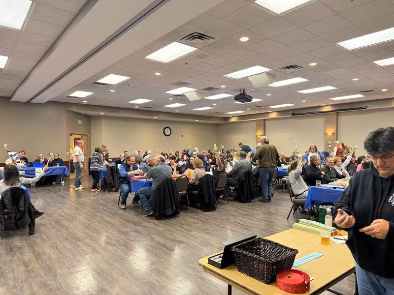 People participating in the C-Hope Western New York meat raffle in Williamsville.
