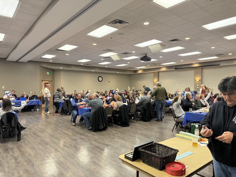 People participating in the C-Hope Western New York meat raffle in Williamsville.