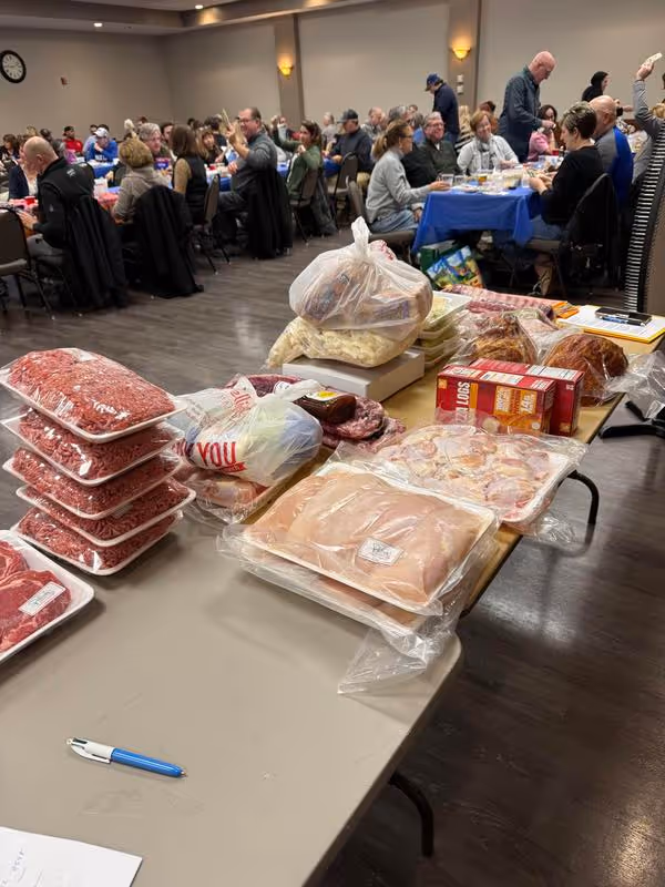 Meat prizes featured at the C-Hope Western New York meat raffle in Williamsville.