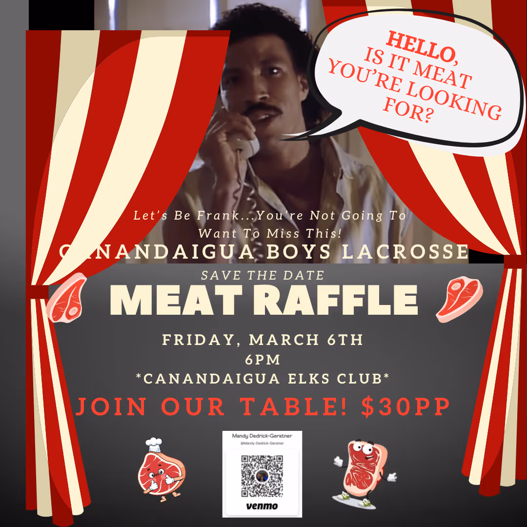 Meat raffle flyer for upcoming event.