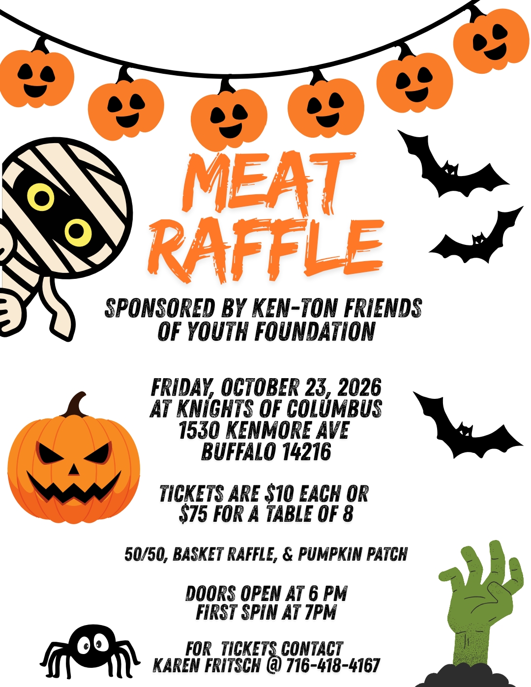 Ken-Ton Friends of Youth Foundation meat raffle flyer.