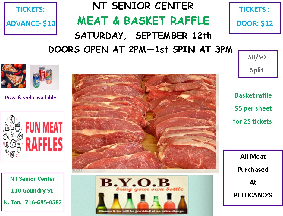 NT Senior Center meat raffle flyer.
