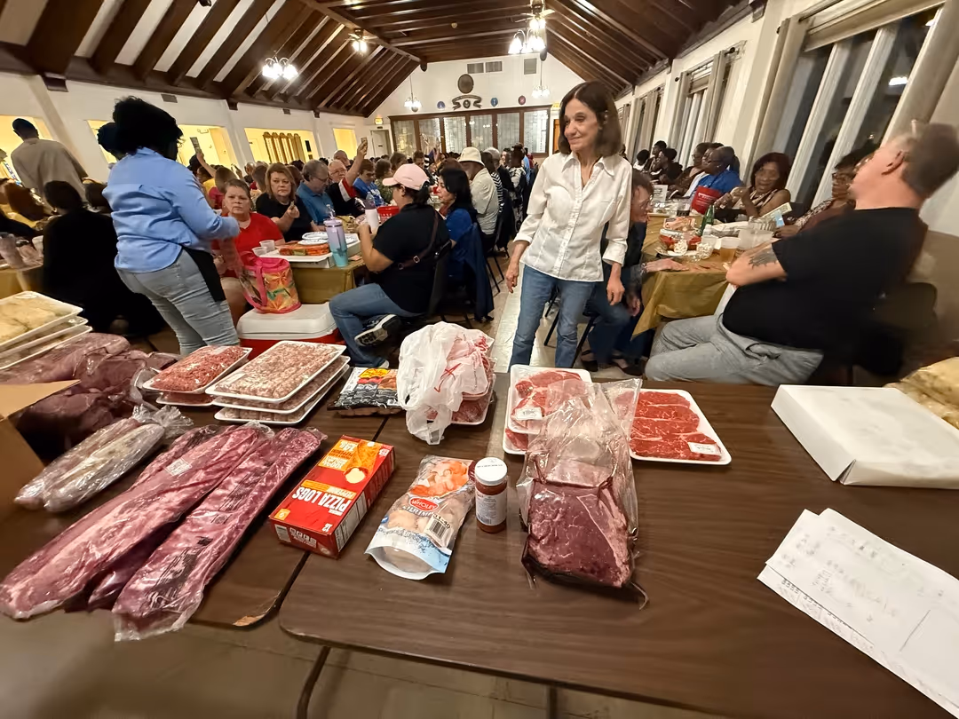Meat prizes featured at the Humboldt Parkway Baptist Church meat raffle