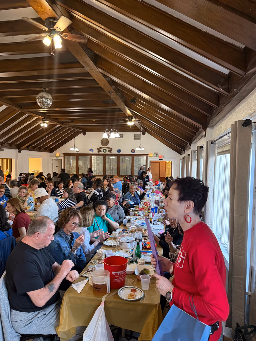 People participating in the Humboldt Parkway Baptist Church meat raffle