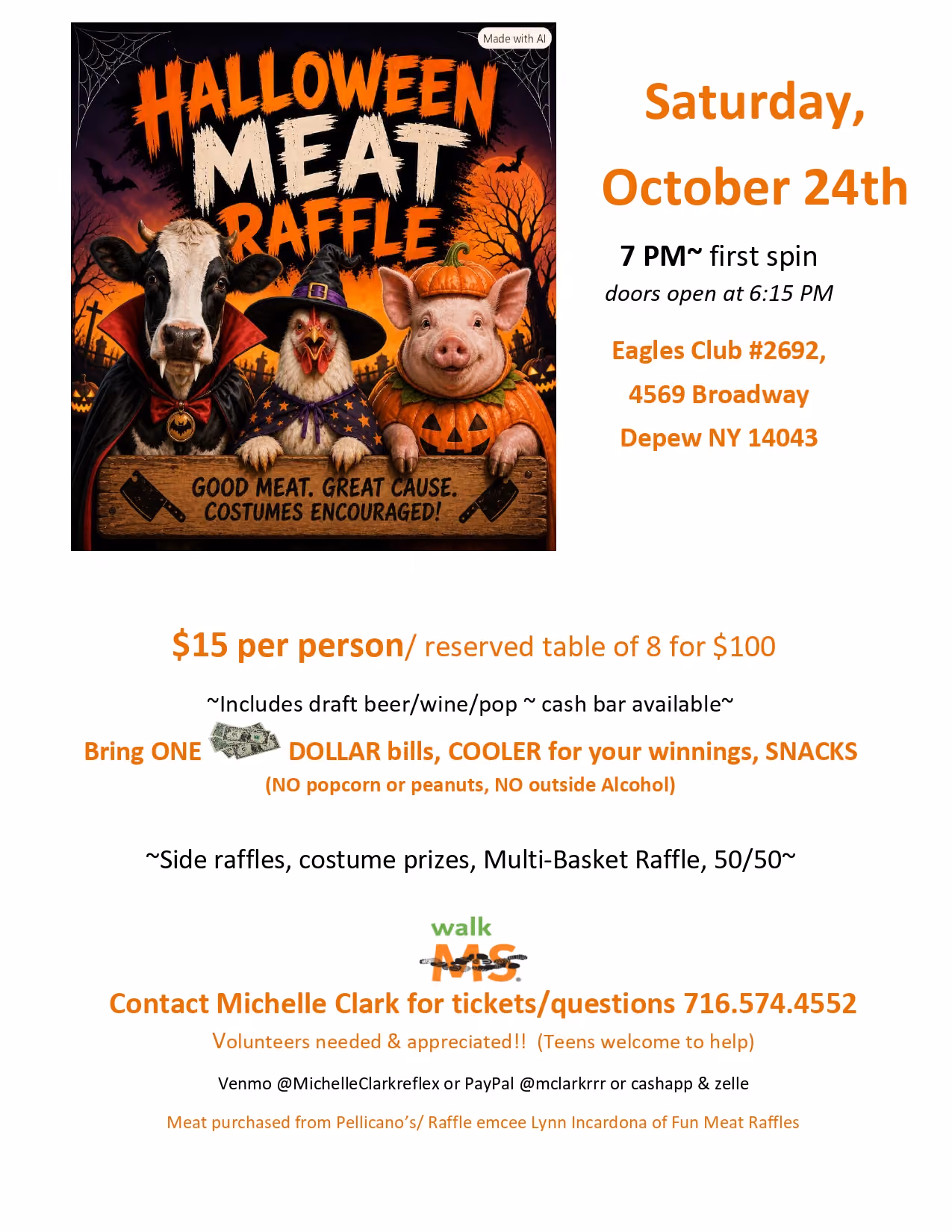 Walk MS 2026 meat raffle flyer.