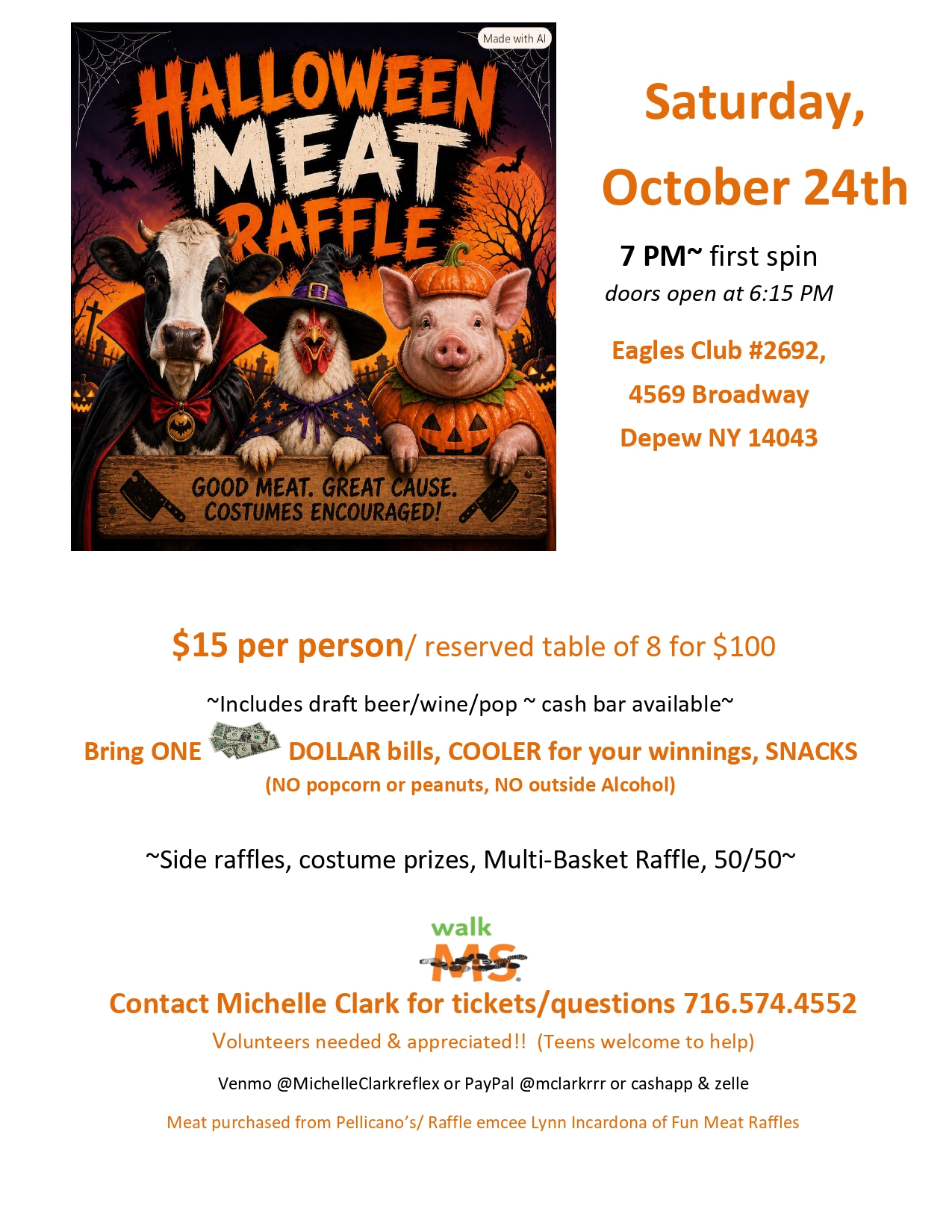 Walk MS 2026 meat raffle flyer.