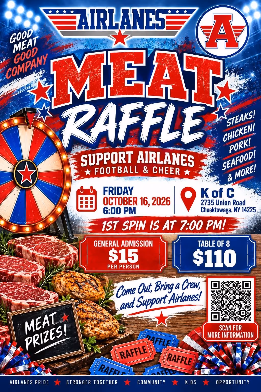 Airlanes meat raffle flyer.