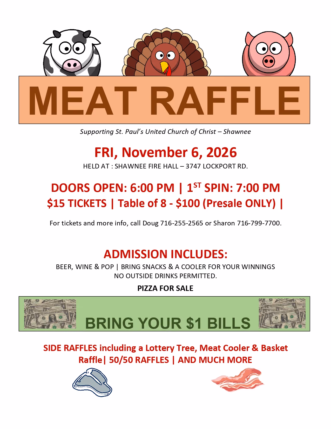 St. Paul's UCC meat raffle flyer.