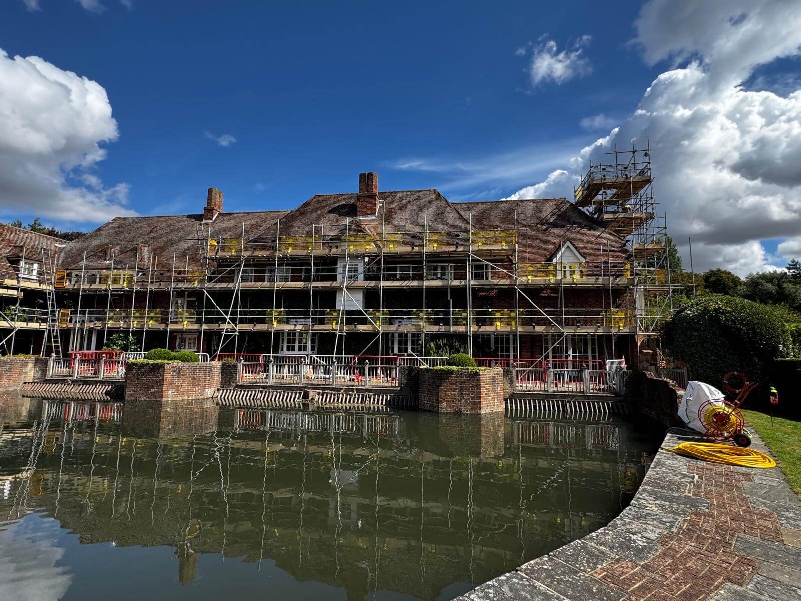 bespoke scaffolding for private residence along river