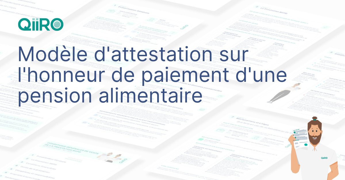 Attestation sur l'honneur de paiement d'une pension alimentaire