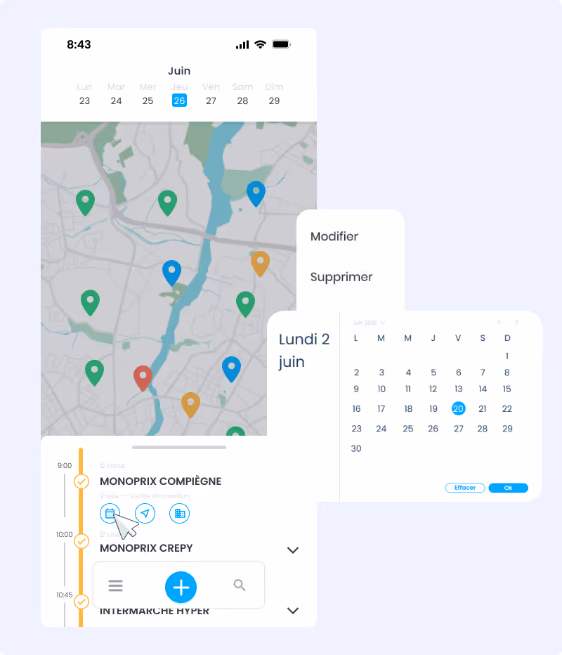 Modification agenda mobile et tablette