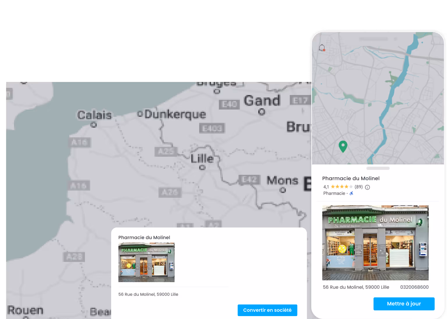illustration de l'integration google maps dans le crm sidely