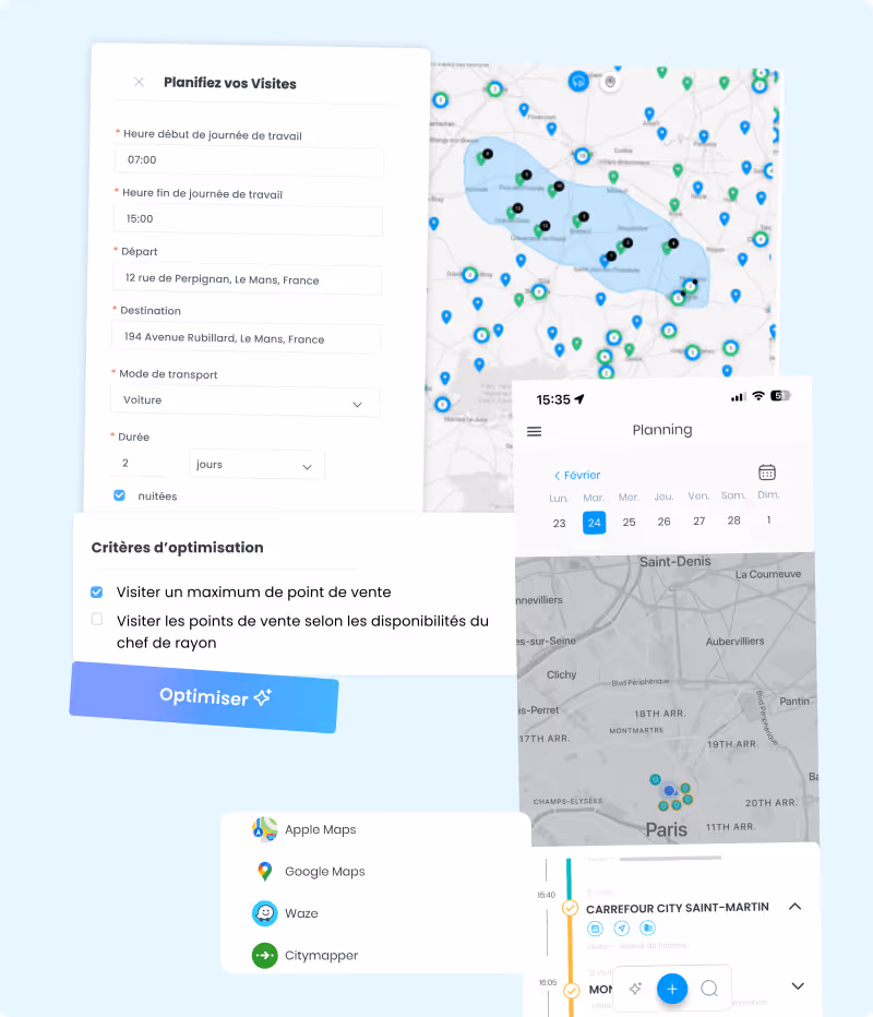 Concept de la création de relevé conçu pour les visites GMS