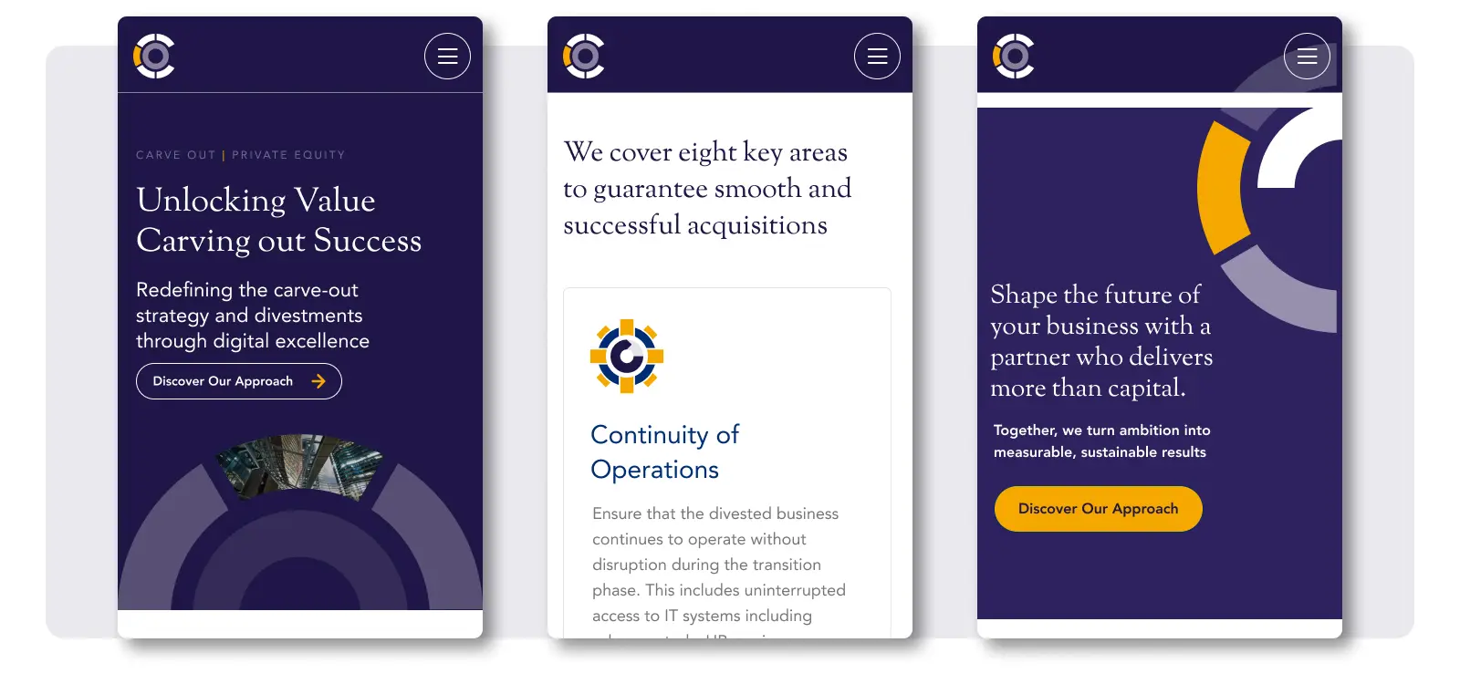 Carve Out fully responsive website design in mobile view
