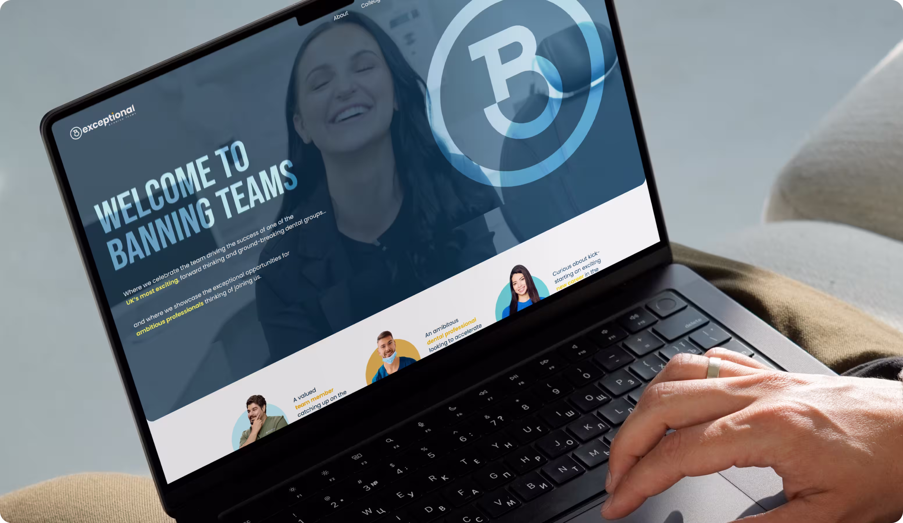 Banning Teams hero image — dental group team photography and Webflow website design