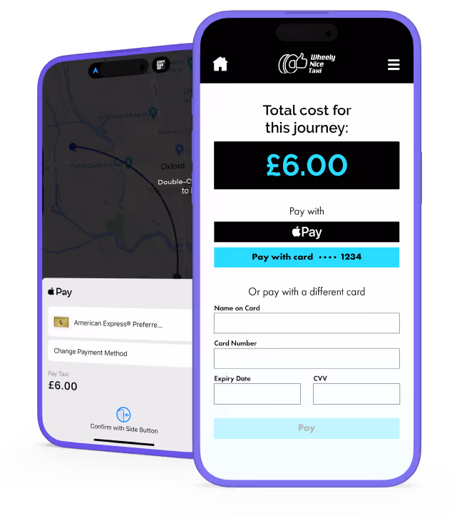 Mobile phone showing a checkout for a taxi app