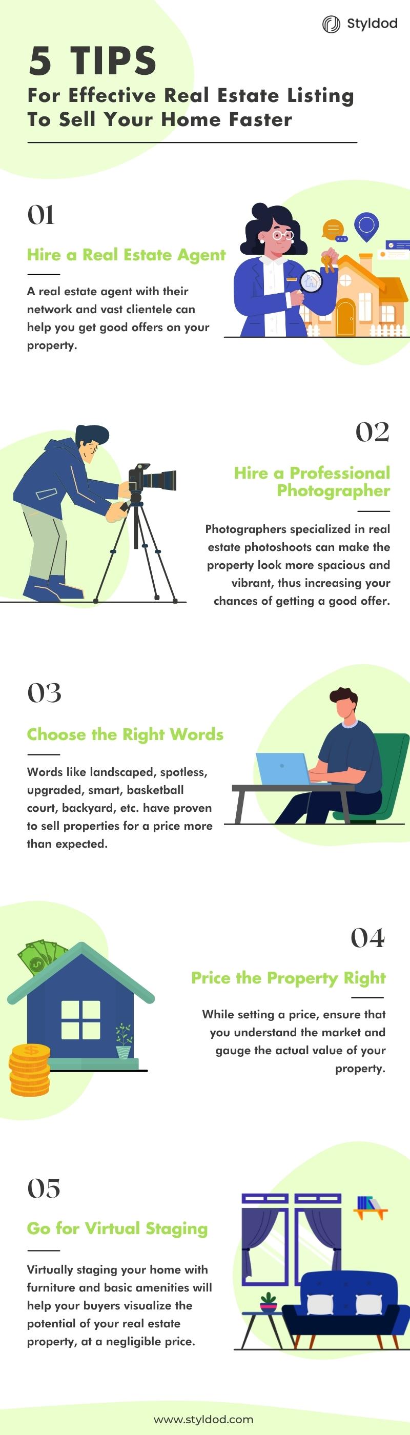 Tips for real estate listing - Infographic