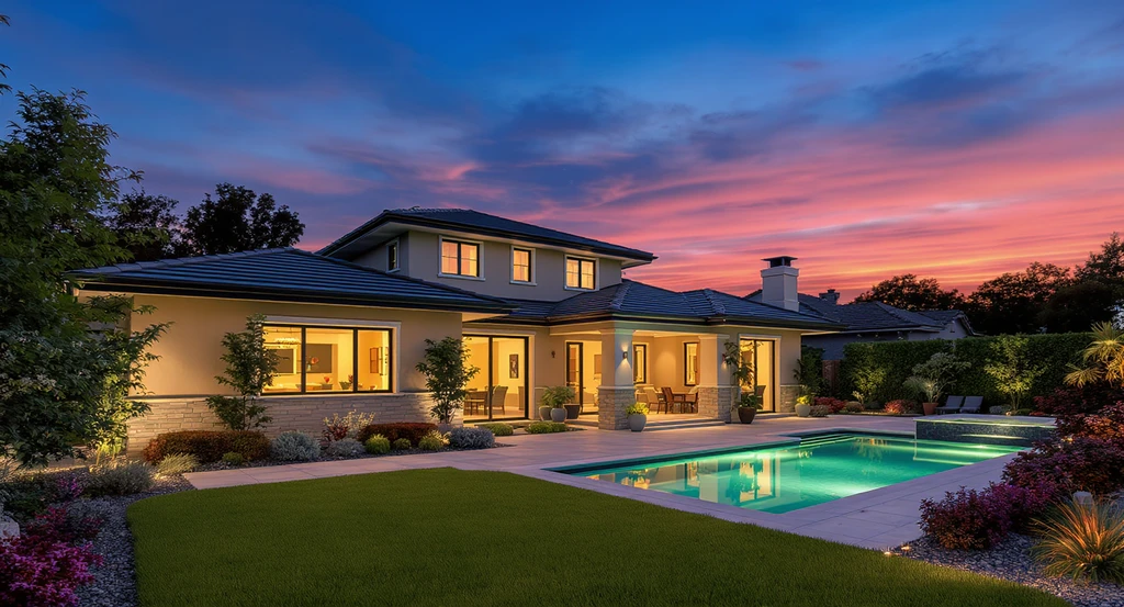 Day to dusk real estate photo editing illustrating best practices for twilight listing photos, realistic sky replacements, and avoiding common editing mistakes.