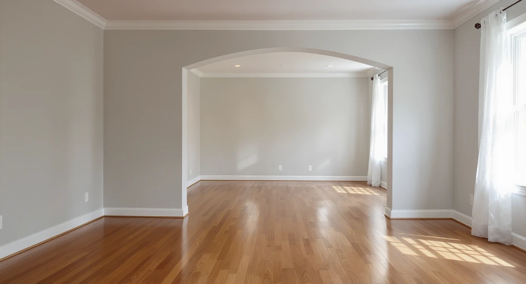 Spacious empty living and dining rooms illuminated by daylight, illustrating the need for ai home visualization for faster real estate sales and better buyer confidence.